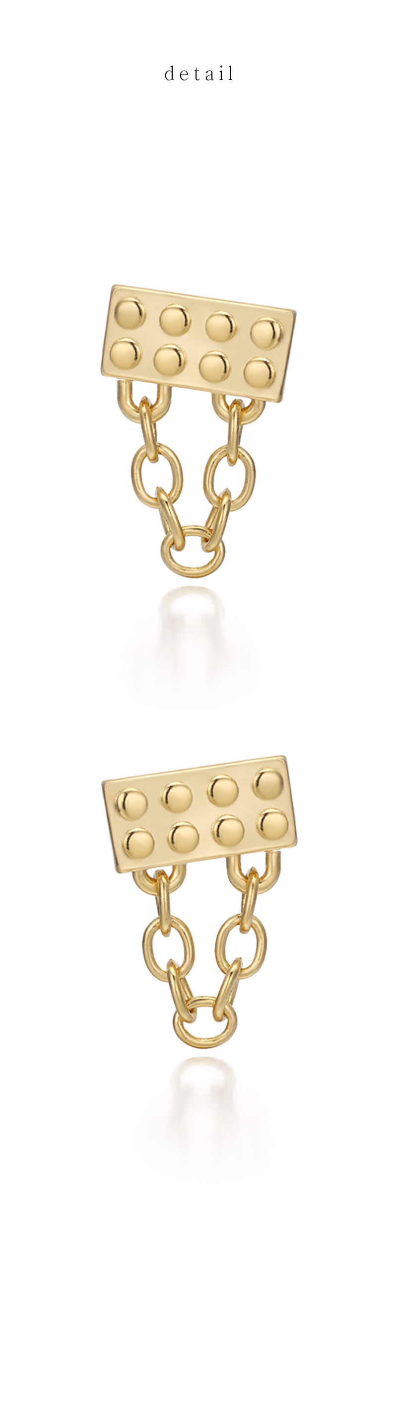 Lego Block Chain Drop Earrings - Gold | W Concept